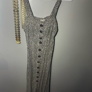 Japna Black and Cream Animal Print Midi Dress